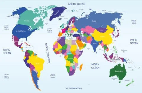 Vector world political map Illustrazione stock