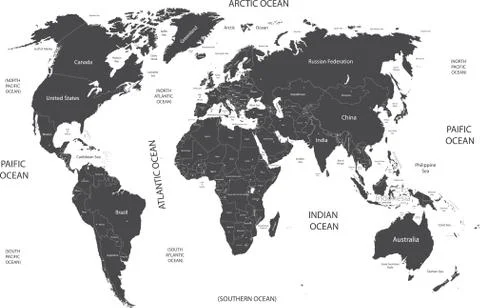 Vector world political map Illustrazione stock