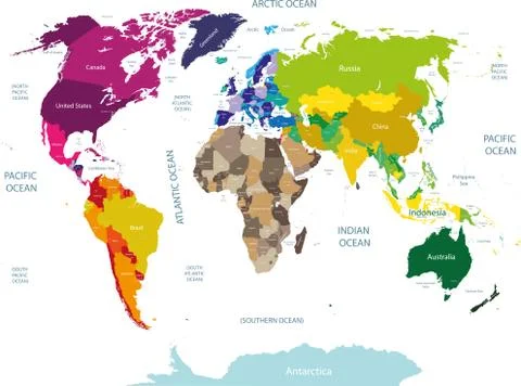 Vector world political map Stock Illustration