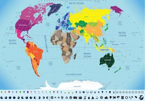 Vector world political map Stock Illustration