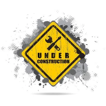 Vector worn road sign Under construction with tools. Vector worn road sign... Stock Photos