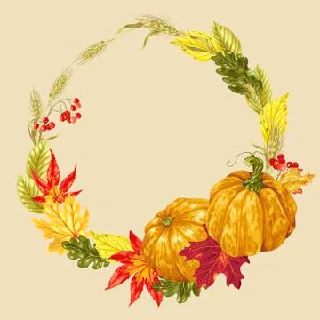 Vector wreath  decor element for Harvest Season Stock Illustration