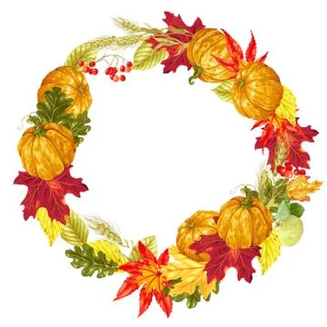 Vector wreath  decor element for Harvest Season Stock Illustration