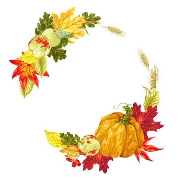 Vector wreath  decor element for Harvest Season Stock Illustration