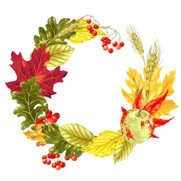 Vector wreath  decor element for Harvest Season Stock Illustration