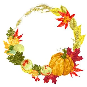 Vector wreath  decor element for Harvest Season Stock Illustration