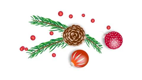 Vector wreath frame with spruce branches. Christmas leaves banner in white ba Stock Illustration