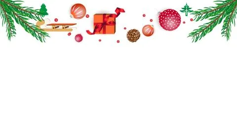 Vector wreath frame with spruce branches. Christmas leaves banner in white ba Illustrazione stock