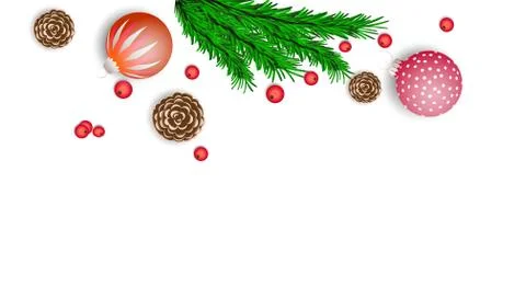 Vector wreath frame with spruce branches. Christmas leaves banner in white ba Illustrazione stock