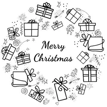 Vector wreath of isolated elements on a white background for the holidays wit Stock Illustration