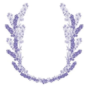 Vector wreath of lavender twigs Stock Illustration
