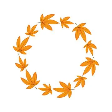 Vector wreath made of orange maple leaves in flat style. Great for autumn cards Stock Illustration