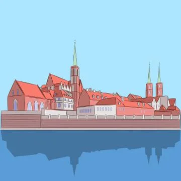 Vector. Wroclaw. Cathedral of St. John Illustrazione stock