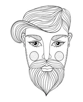Vector xentangle Portrait of Man face with Mustache and beard fo Stock-Illustration