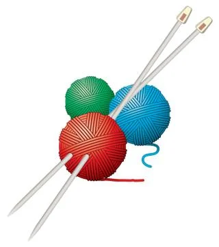 Vector yarn balls and needles Illustrazione stock
