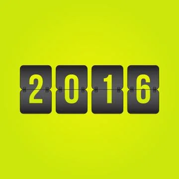 Vector year 2016 Scoreboard, black and yellow flip sign isolated Stock Illustration