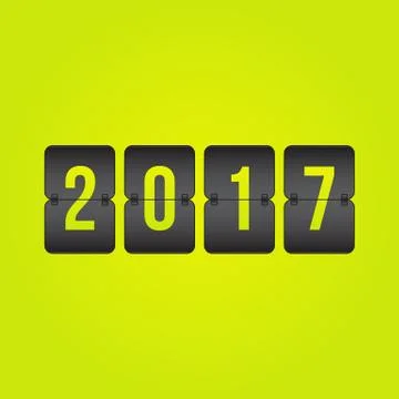 Vector year 2017 Scoreboard, black and yellow flip sign isolated イラスト素材