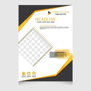 Vector Yellow and Black Brochure Flyer design Layout template, size A4, Cur.. Stock Illustration