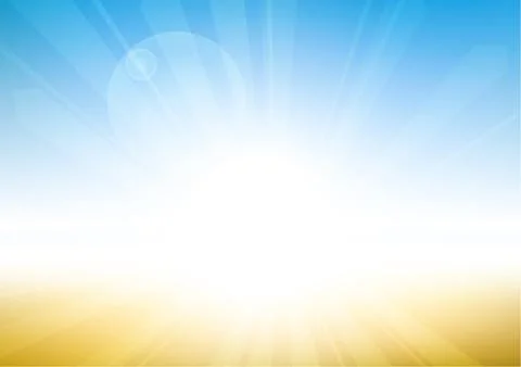 Vector : Yellow and blue with len flare summer background Stock Illustration