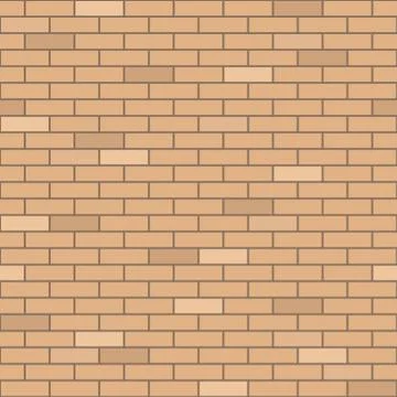 Vector yellow and brown structural brick wall seamless pattern. Stock Illustration