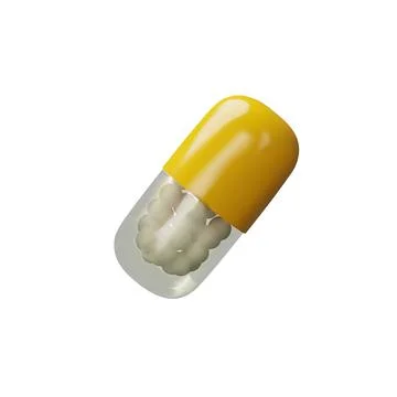 Vector yellow angle 3d render medical pill Stock Illustration