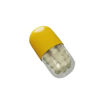 Vector yellow angle 3d render medical pill Stock Illustration