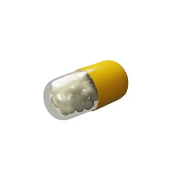 Vector yellow angle 3d render medical pill Stock Illustration