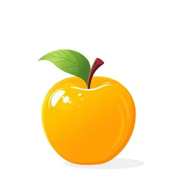 Vector yellow apple isolated on white background with leaf Stock Illustration