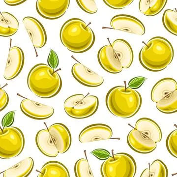 Vector Yellow Apple seamless pattern Illustrazione stock