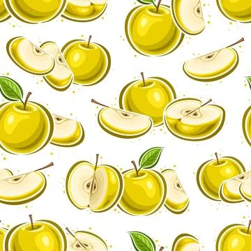 Vector Yellow Apples seamless pattern Stock Illustration