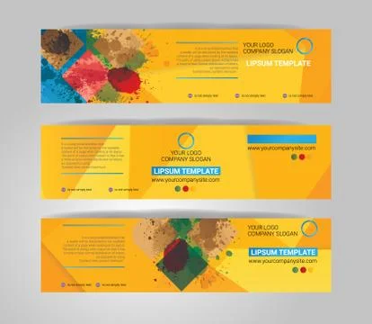 Vector yellow banner set. Concept geometric design Stock Illustration