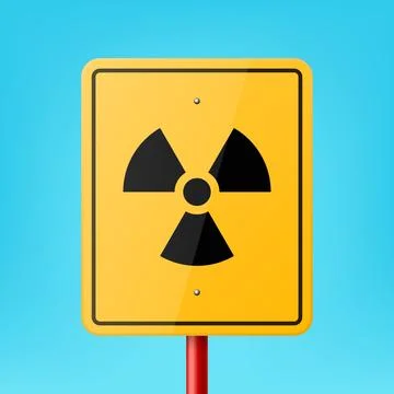 Vector Yellow Blank Rectangular Road Sign Frame with Radiation Sign, Icon Illustration
