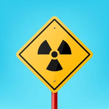 Vector Yellow Blank Rhombus Road Sign Frame with Radiation Sign, Icon, Nuclear Illustration