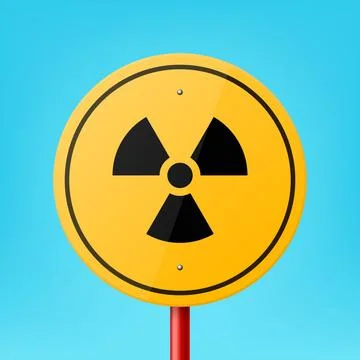 Vector Yellow Blank Round Road Sign Frame with Radiation Sign, Icon, Nuclear Illustration