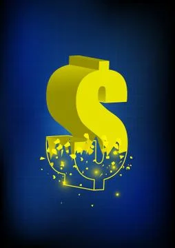 Vector : Yellow broken us dollar symbol business concept Stock Illustration