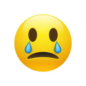Vector yellow crying emoticon with opened eyes Stock Illustration