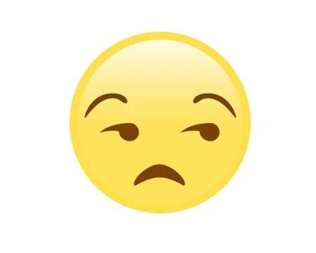 Vector yellow gloss, upset, not impressed face icon Stock Illustration
