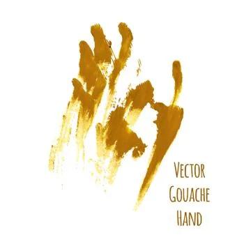 Vector yellow greased hand imprint Stock Illustration