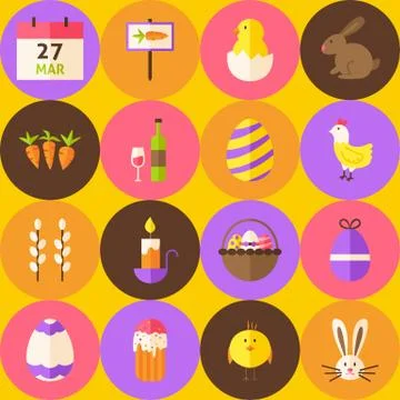 Vector Yellow Happy Easter Seamless Pattern with Circles Illustrazione stock