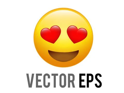 Vector yellow happy face with red heart eyes flat icon Illustrazione stock