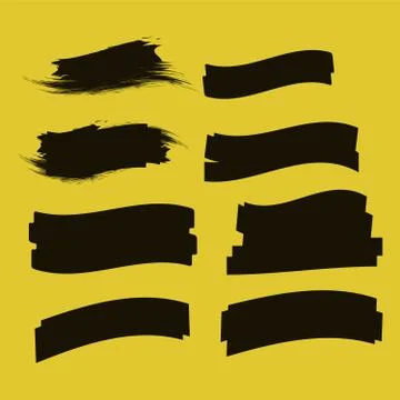 Vector yellow highlighter brush lines. Brush pen underline. Yellow watercolor Stock Illustration