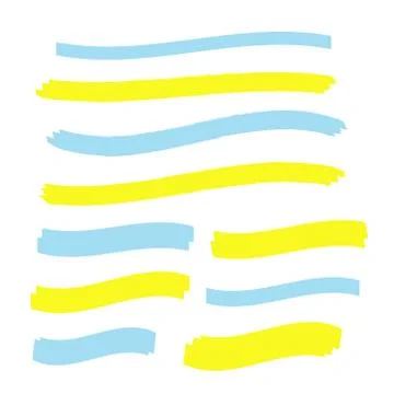 Vector yellow highlighter brush lines. Brush pen underline. Yellow watercolor Stock Illustration
