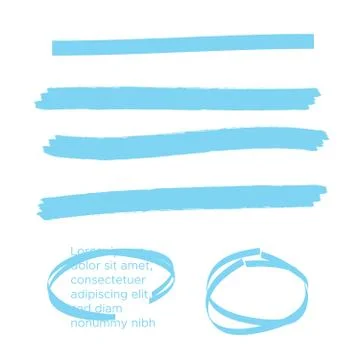 Vector yellow highlighter brush lines. Brush pen underline. Yellow watercolor Stock Illustration