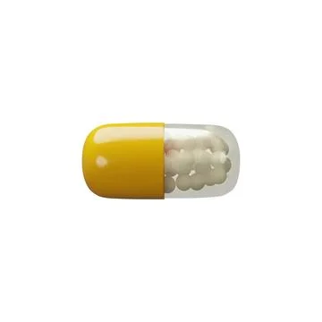 Vector yellow horizontal 3d render medical pill Stock Illustration