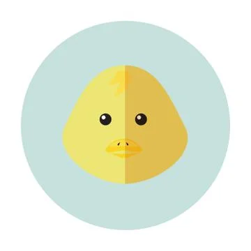 Vector yellow icon of chick bird on blue background illustration. Stock Illustration