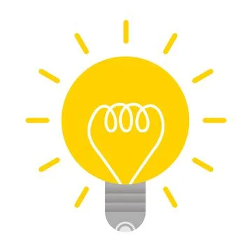 Vector yellow light bulb with filament on isolated background Stock Illustration