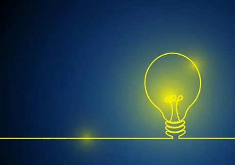 Vector : Yellow lightbulb with line on blue background Stock Illustration