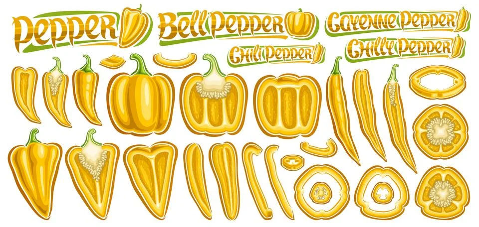 Vector Yellow Pepper Set Stock Illustration