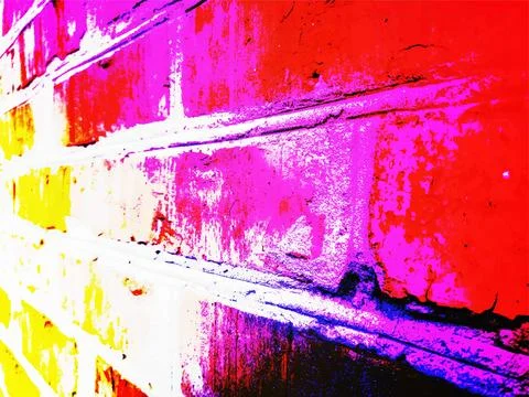 Vector yellow, pink and red grunge background, gradient colorful old brick 스톡 일러스트