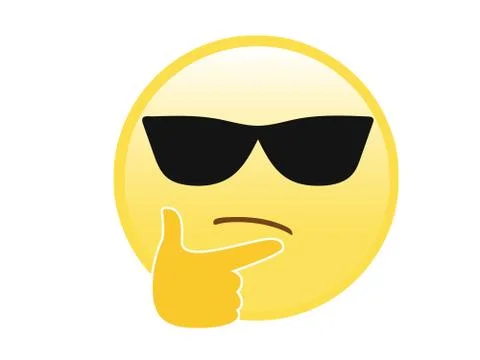 Vector yellow pondering, deep thought face with index finger resting, sunglasses Stockillustratie